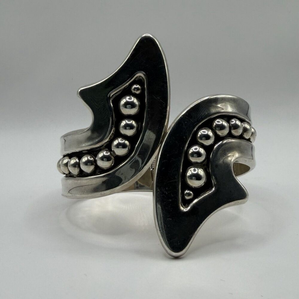 Vintage 925 Sterling Silver Clamper Hinged Cuff Bracelet 53.5g Statement
